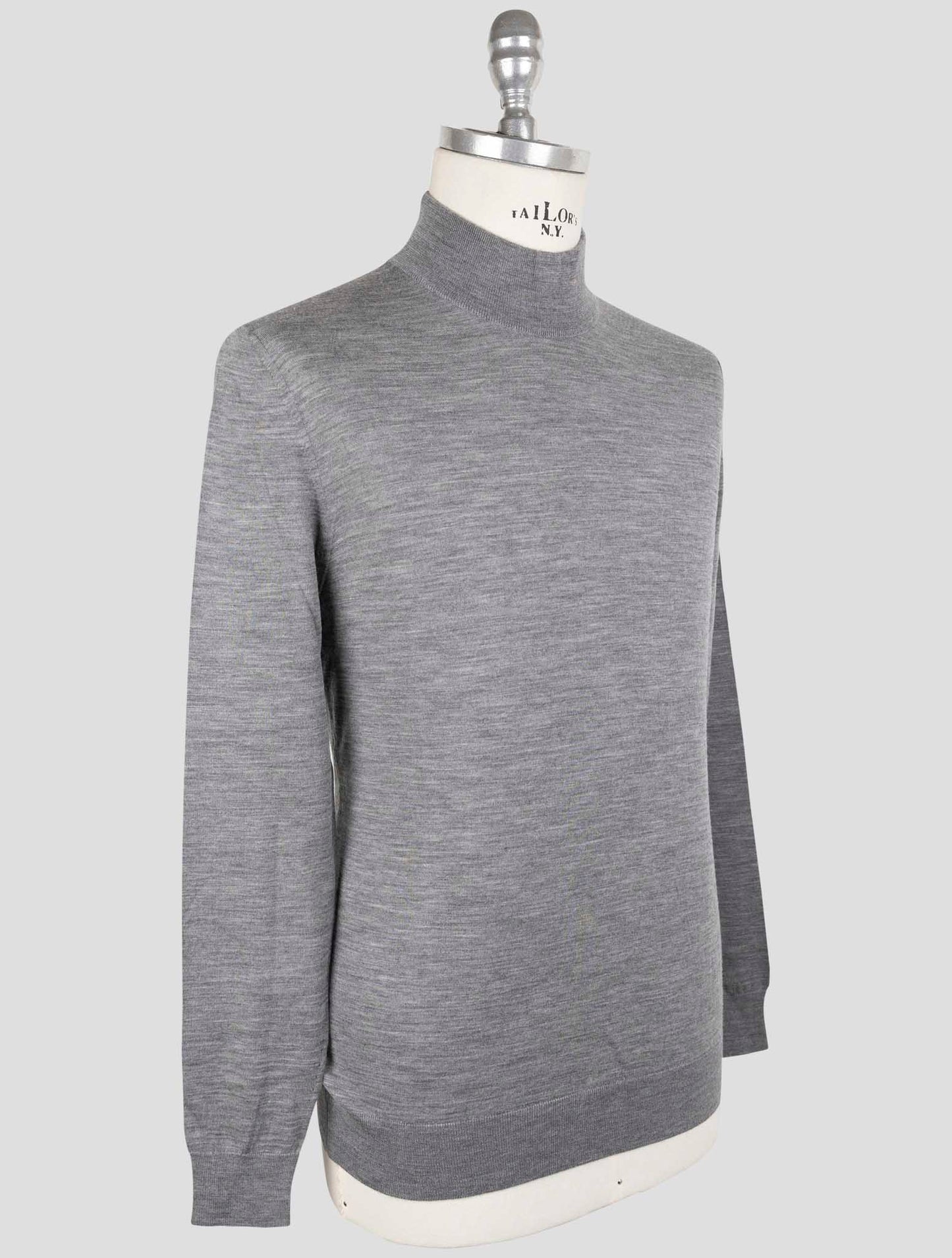 Kiton Gray Wool Sweater Half Neck