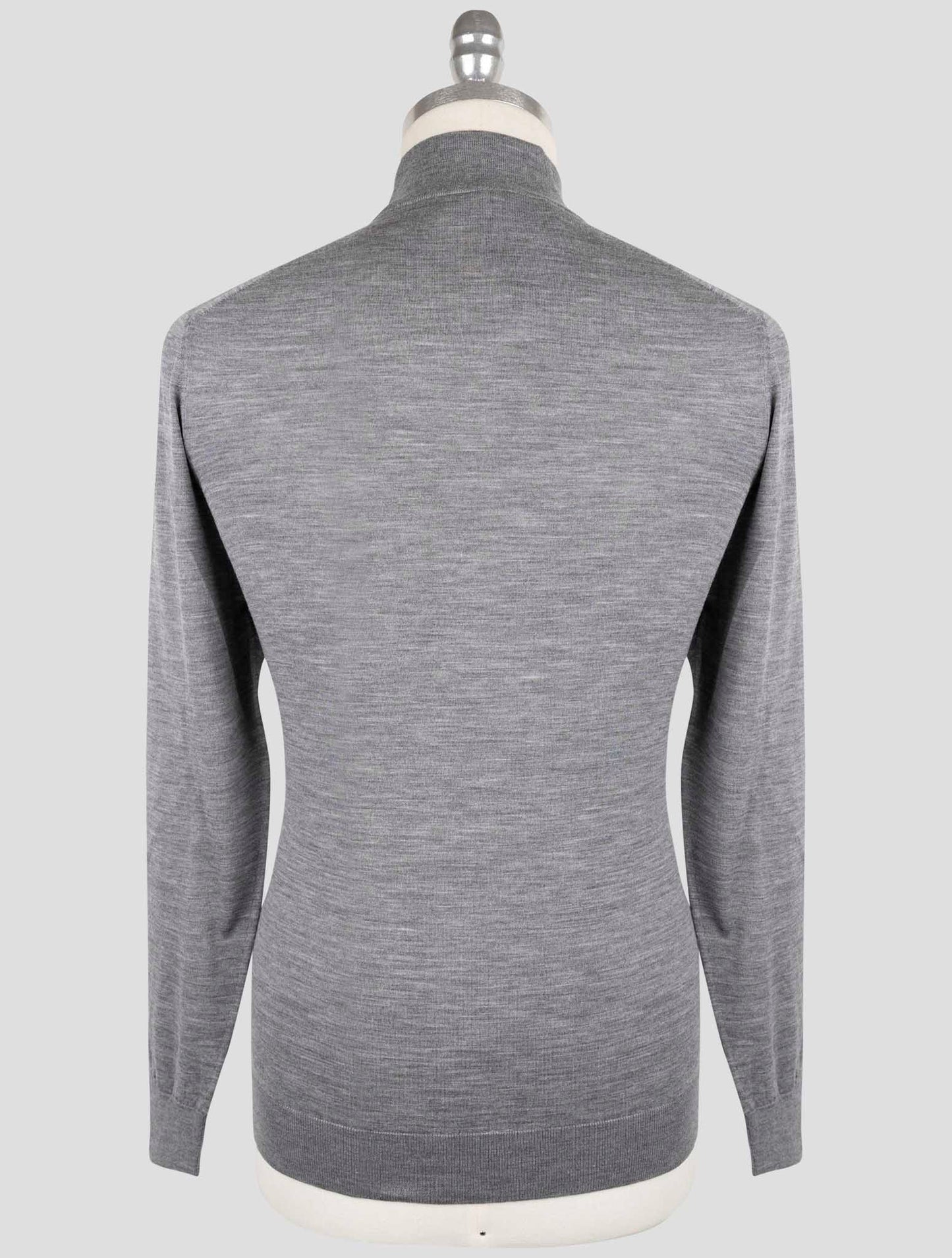 Kiton Gray Wool Sweater Half Neck