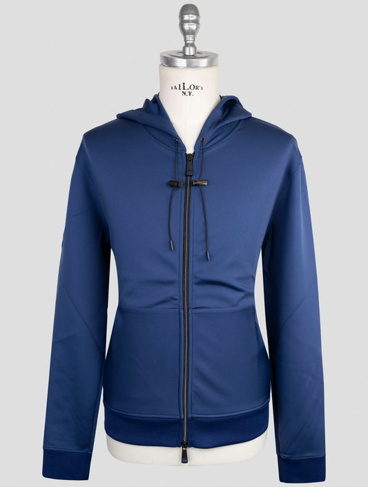 Kiton Knt Blue Cotton Pl Cotton Pa Ea Sweater Full Zip