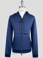 Kiton Knt Blue Cotton Pl Cotton Pa Ea Sweater Full Zip