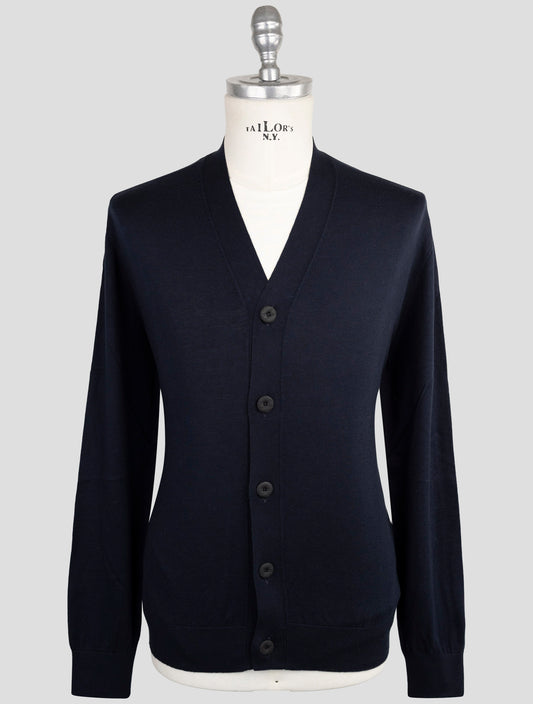 Kiton Knt Blue Cotton Sweater Cardigan