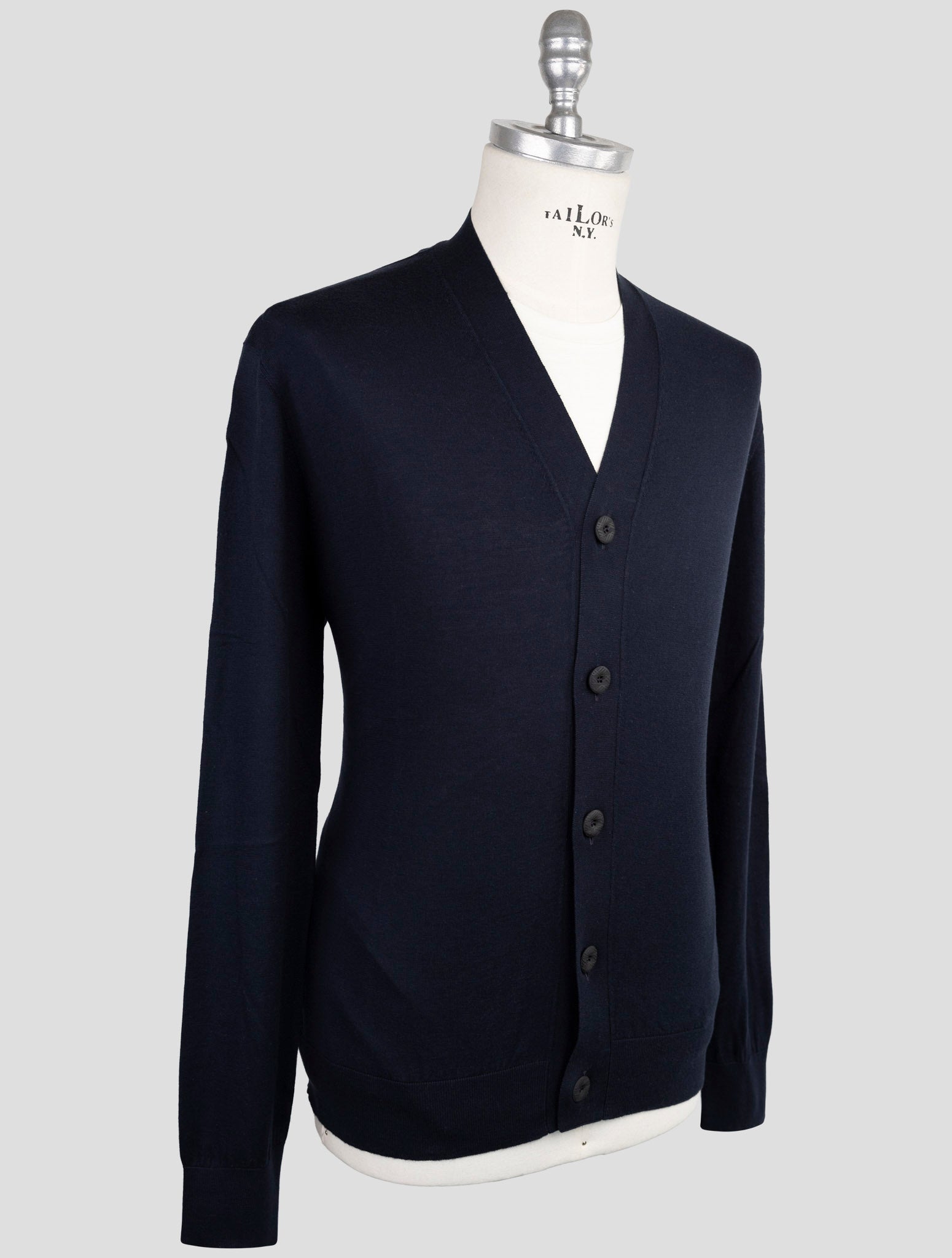 Kiton Knt Blue Cotton Sweater Cardigan