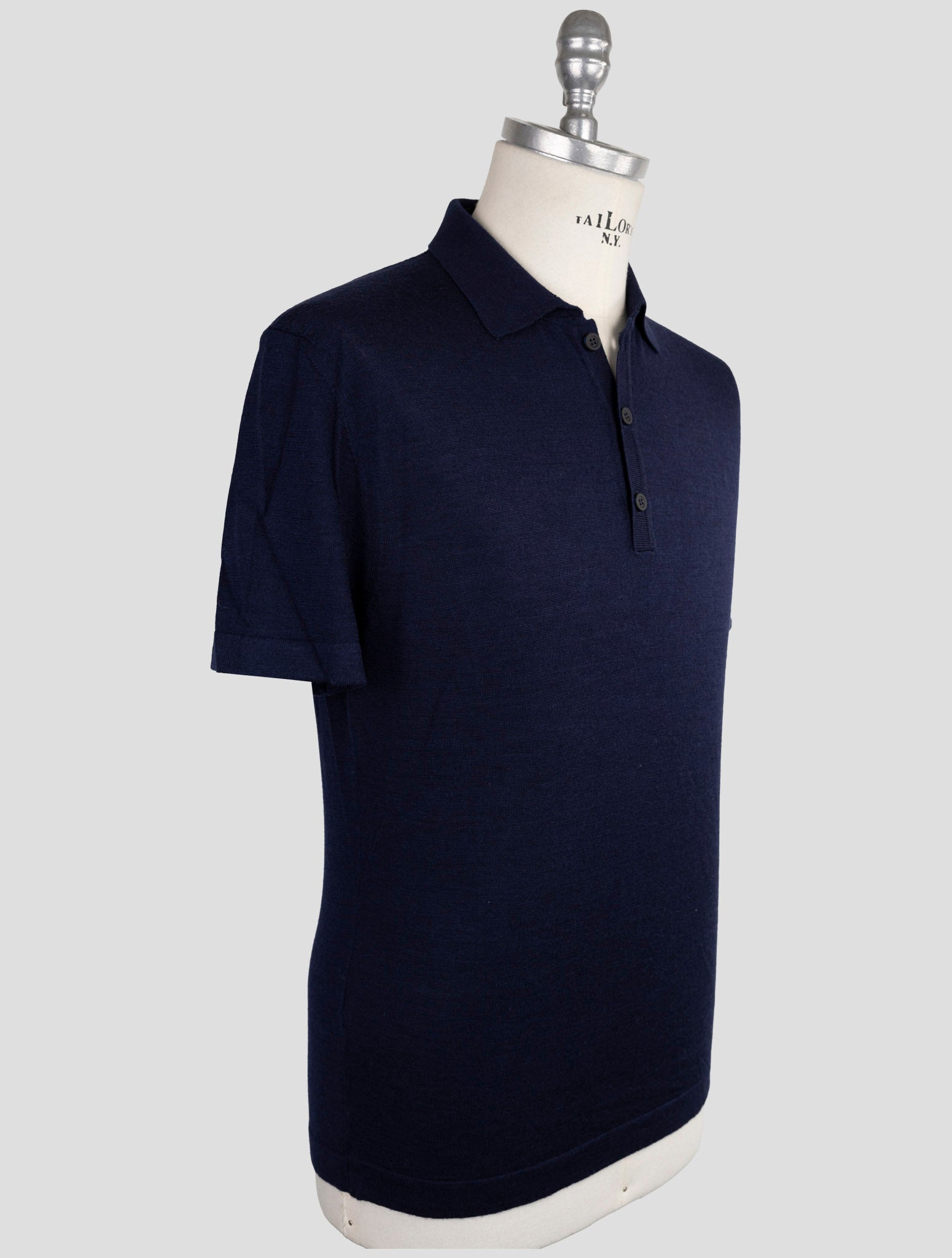 Kiton Knt Blue Virgin Wool Polo