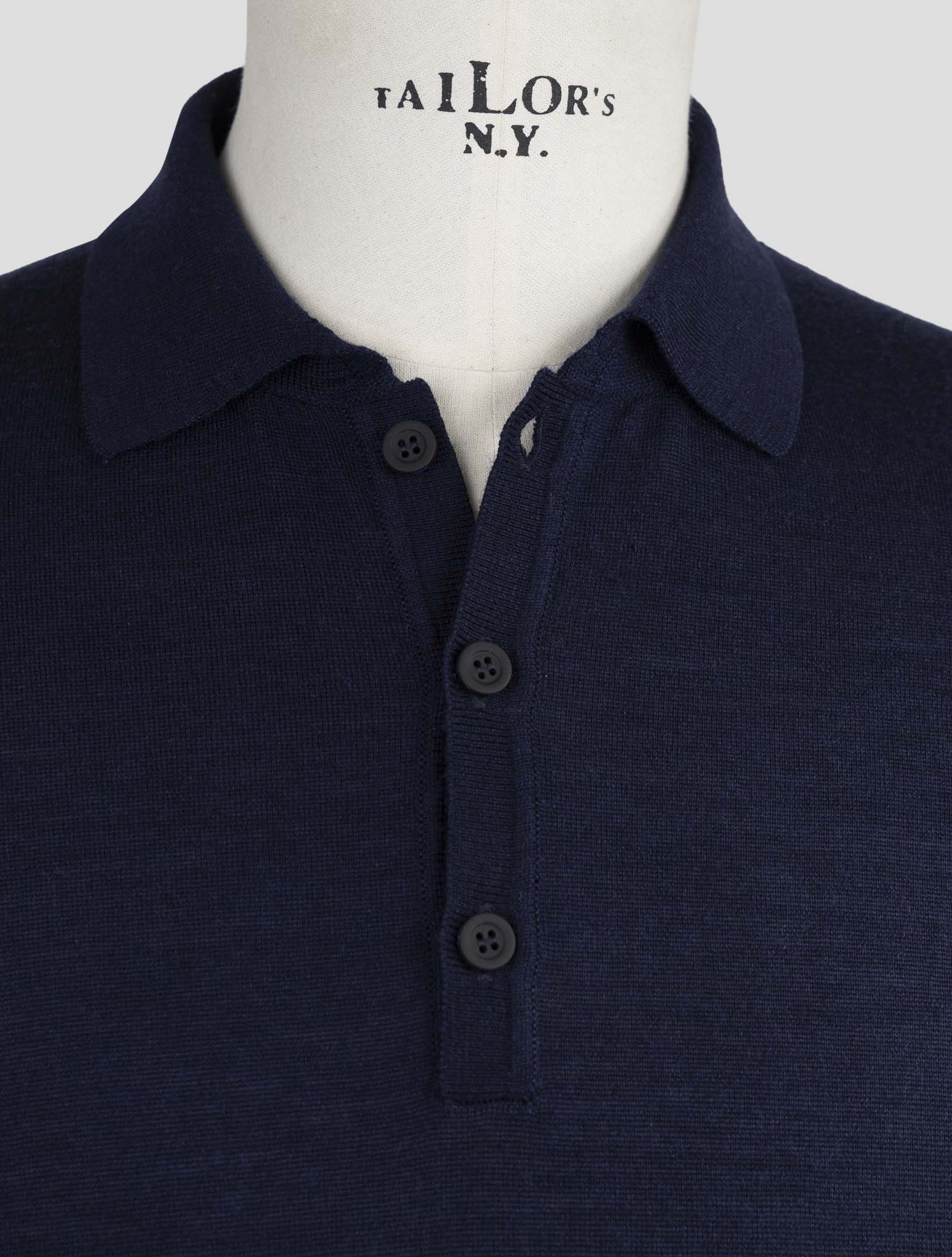 Kiton Knt Blue Virgin Wool Polo