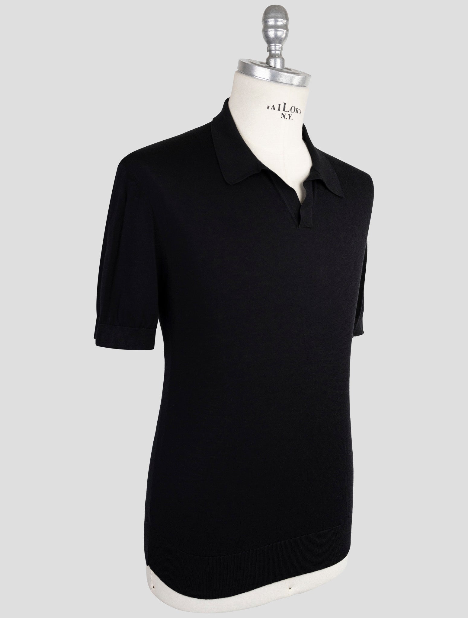 Kiton Knt Black Cotton Polo