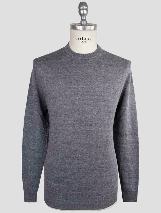 Kiton Knt Gray Linen Cotton Sweater Crewneck