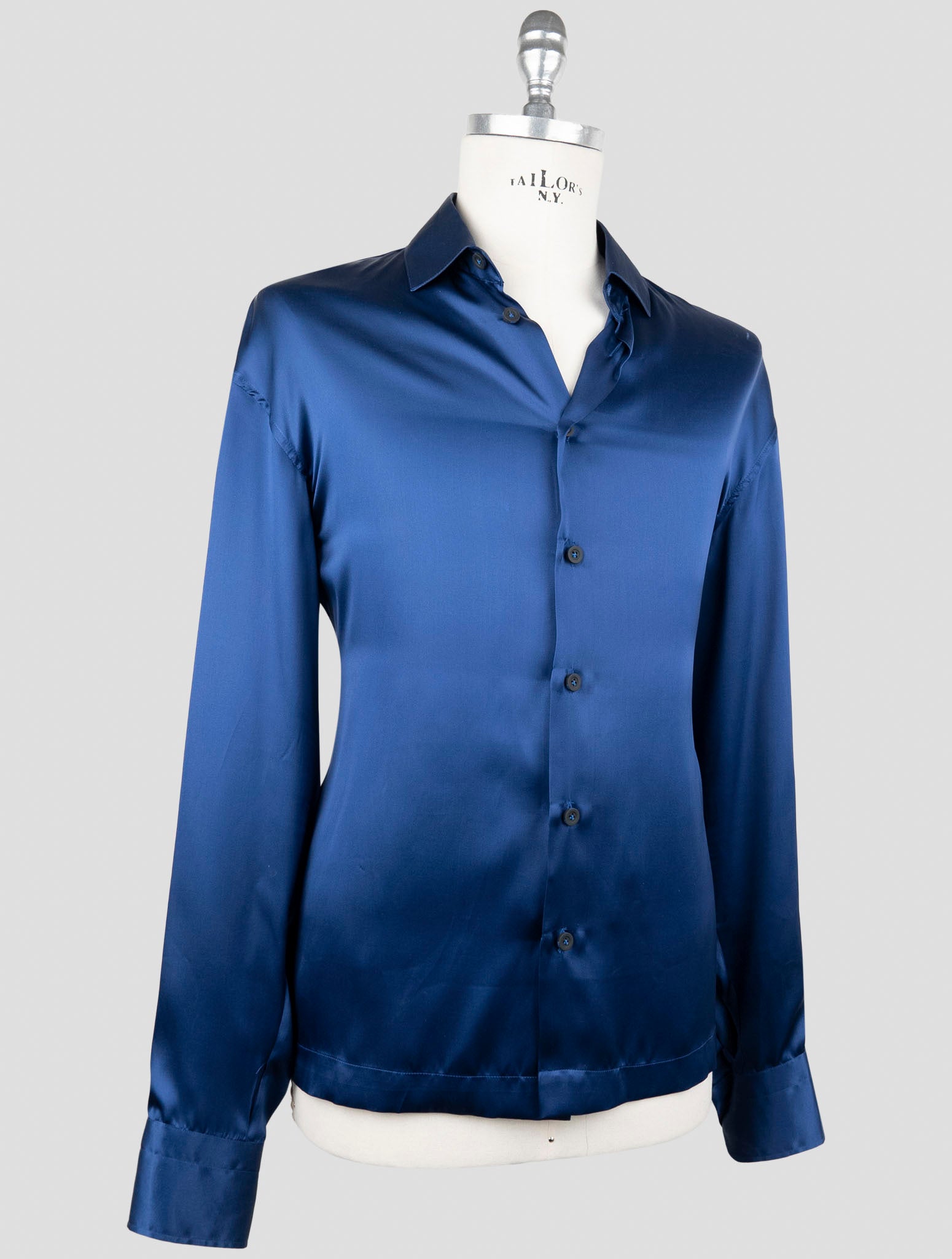 Kiton Knt Blue Silk Shirt