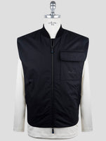 Kiton Knt Black Cotton Coat Gilet