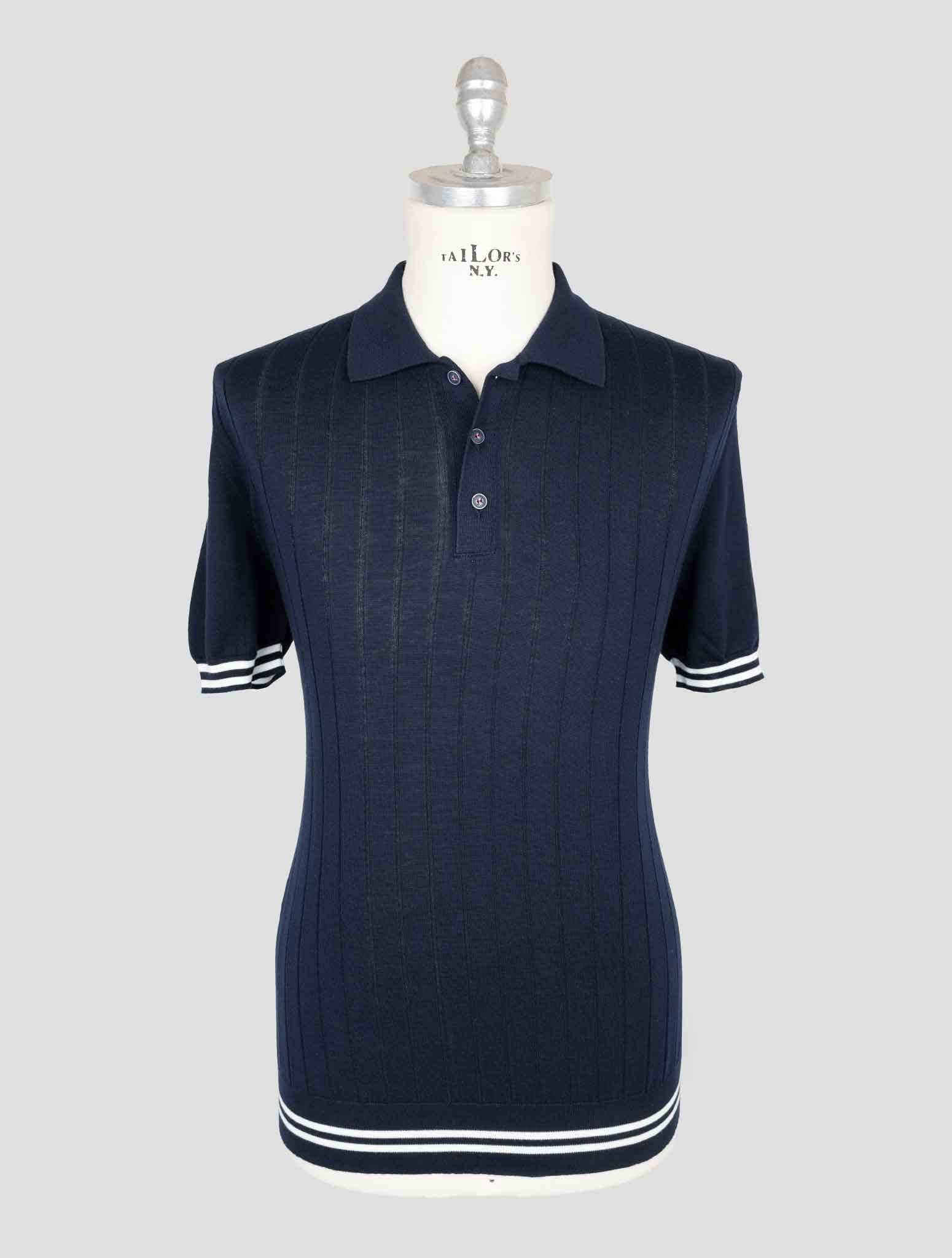 Kiton Blue Cotton Polo