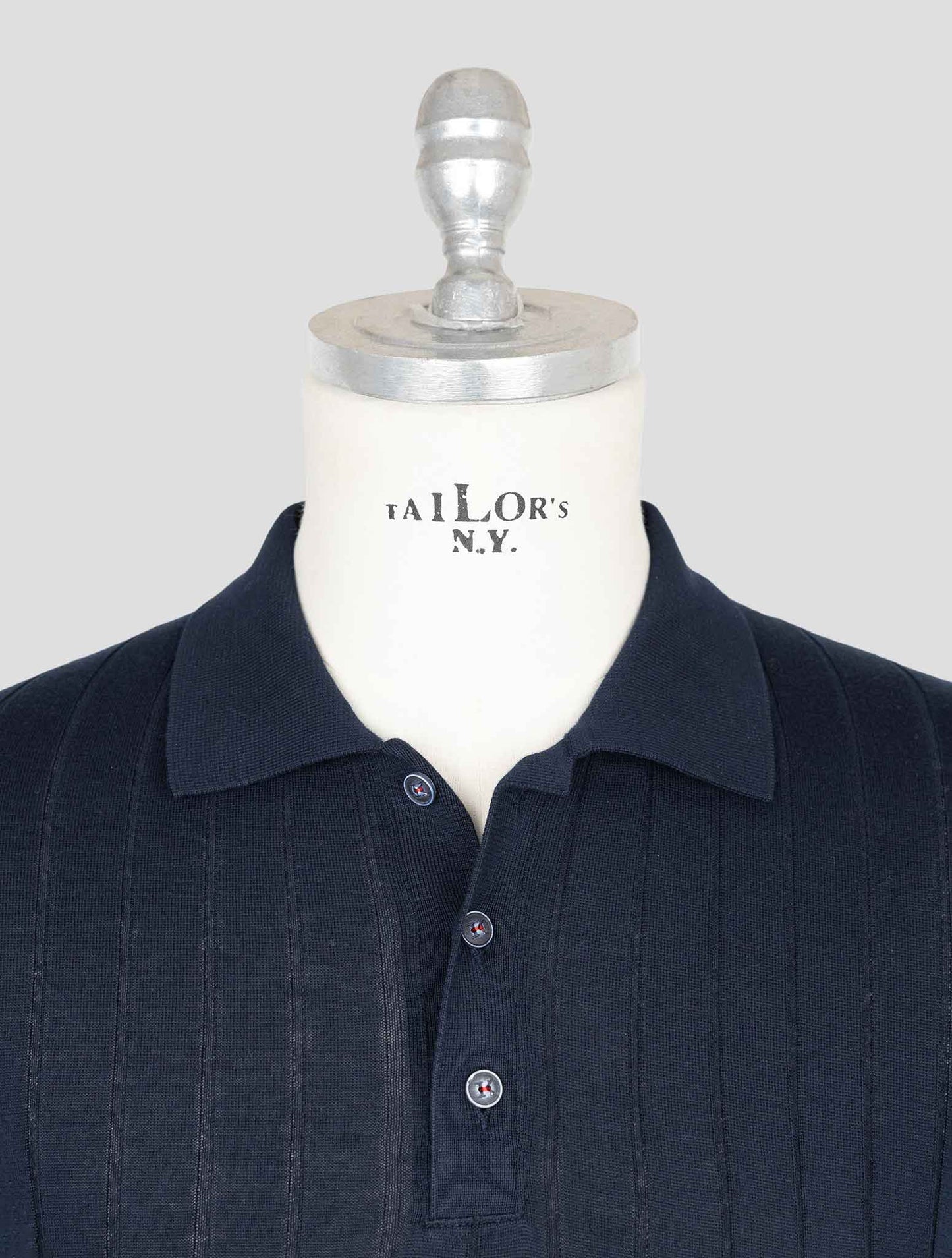 Kiton Blue Cotton Polo
