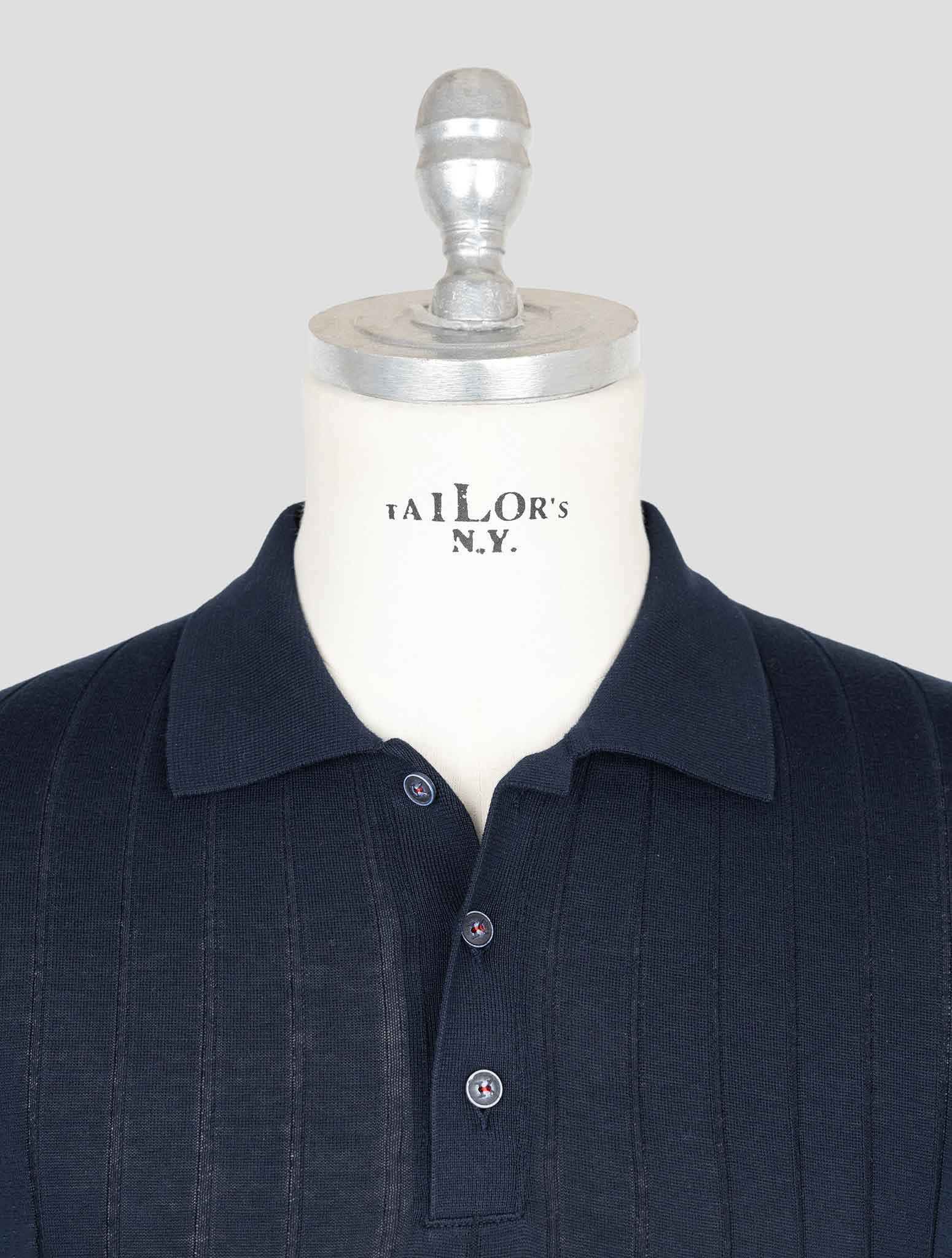 Kiton Blue Cotton Polo