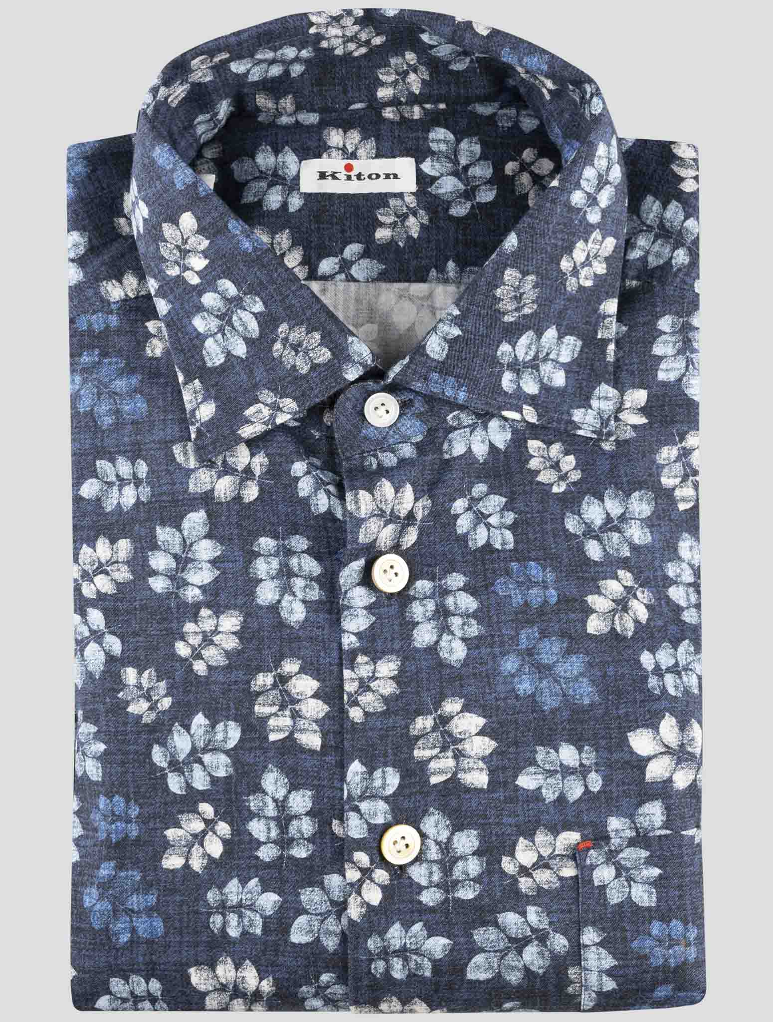 Kiton Blue Cotton Shirt