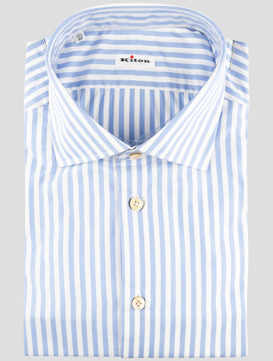 Kiton Light Blue White Cotton Shirt