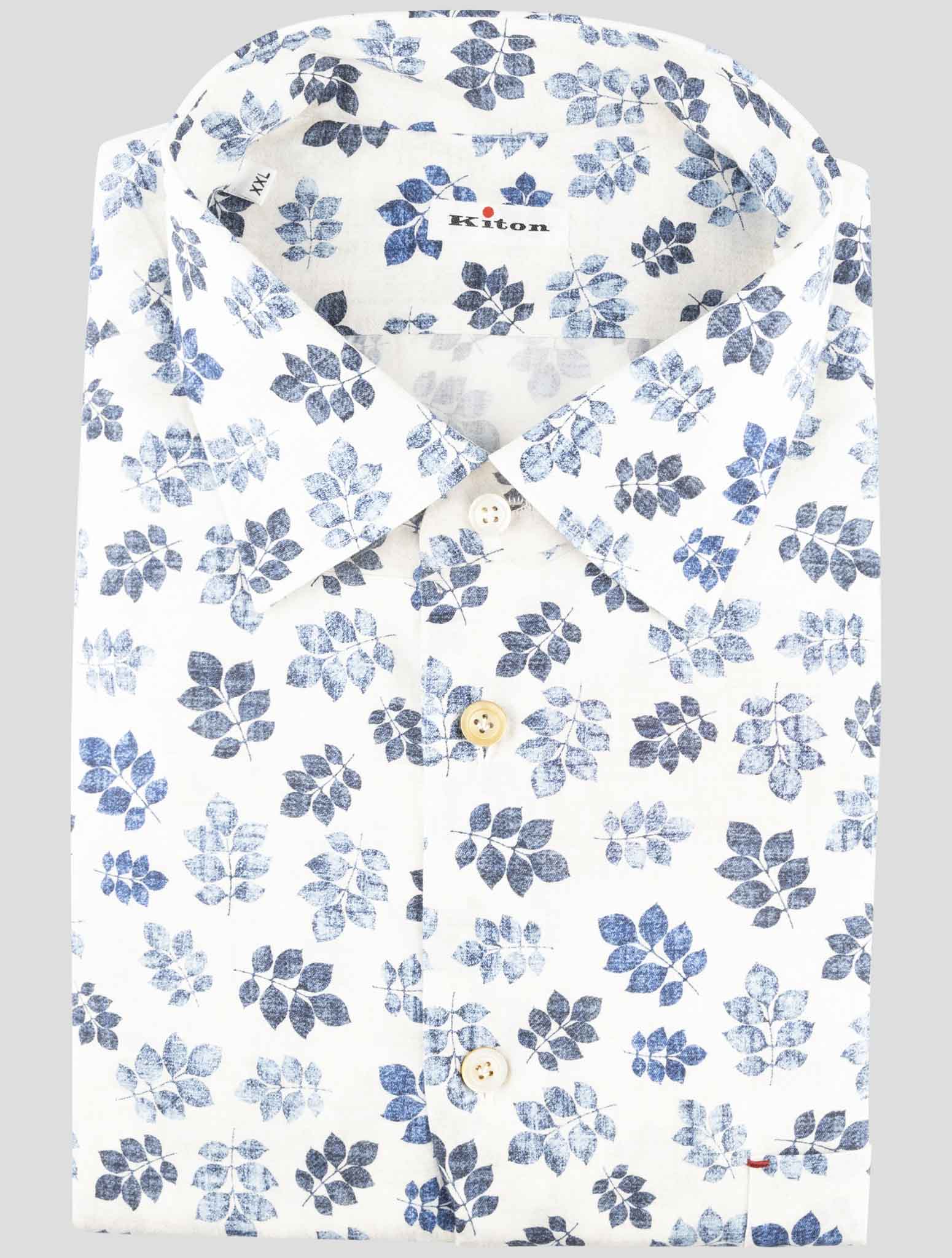 Kiton Blue White Cotton Shirt