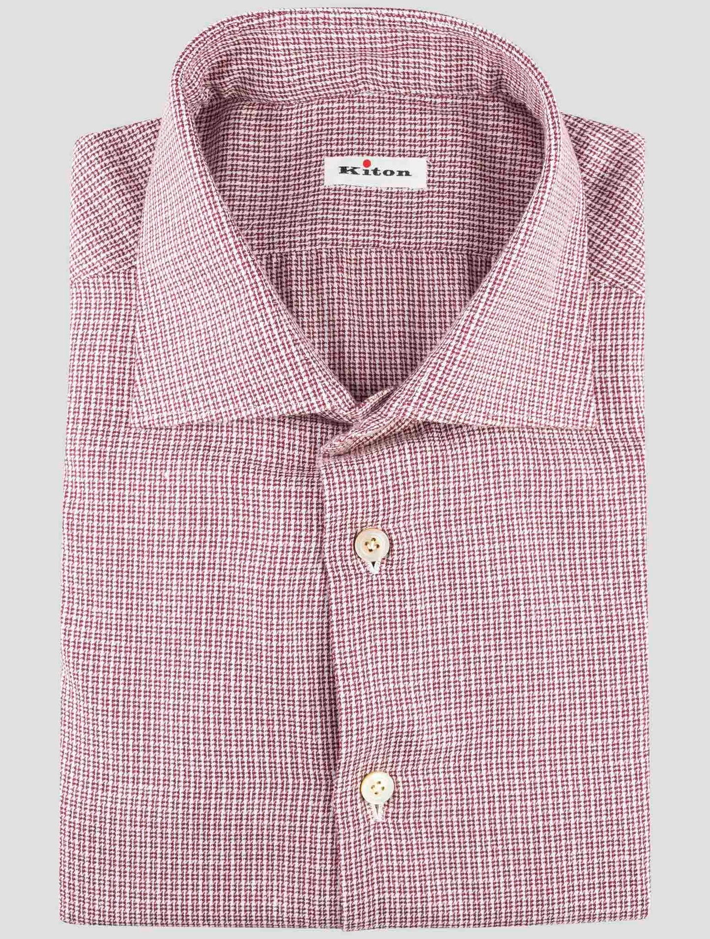 Kiton White Burgundy Cotton Shirt