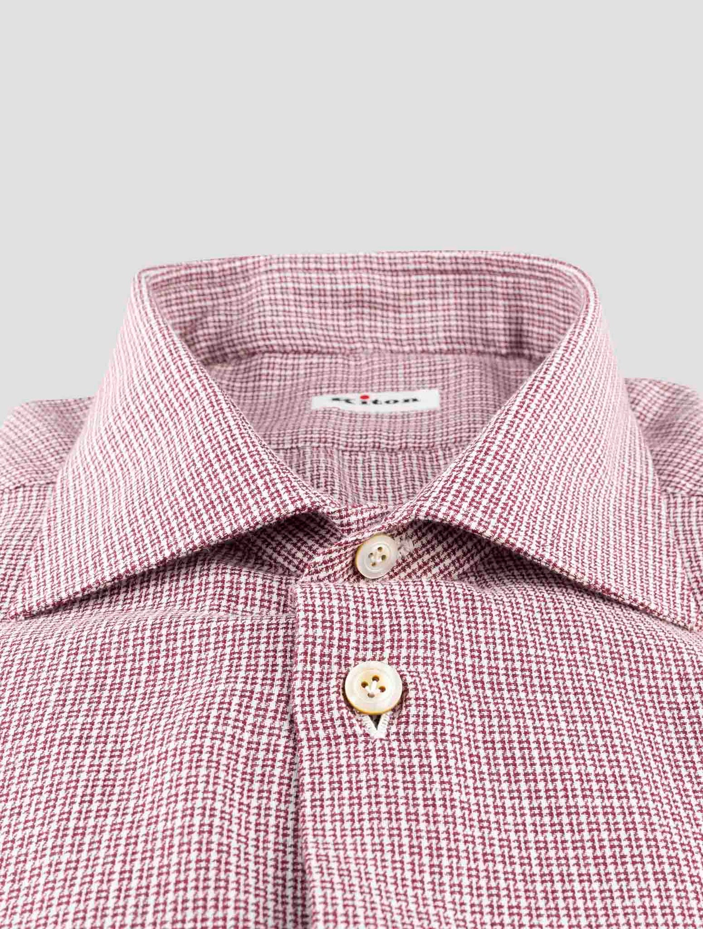 Kiton White Burgundy Cotton Shirt