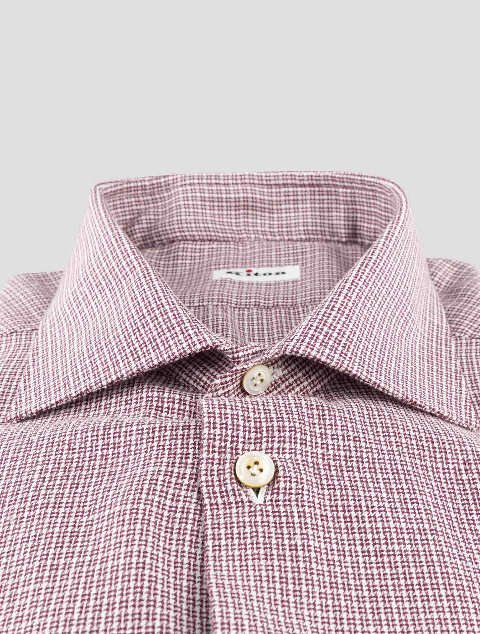 Kiton White Burgundy Cotton Shirt