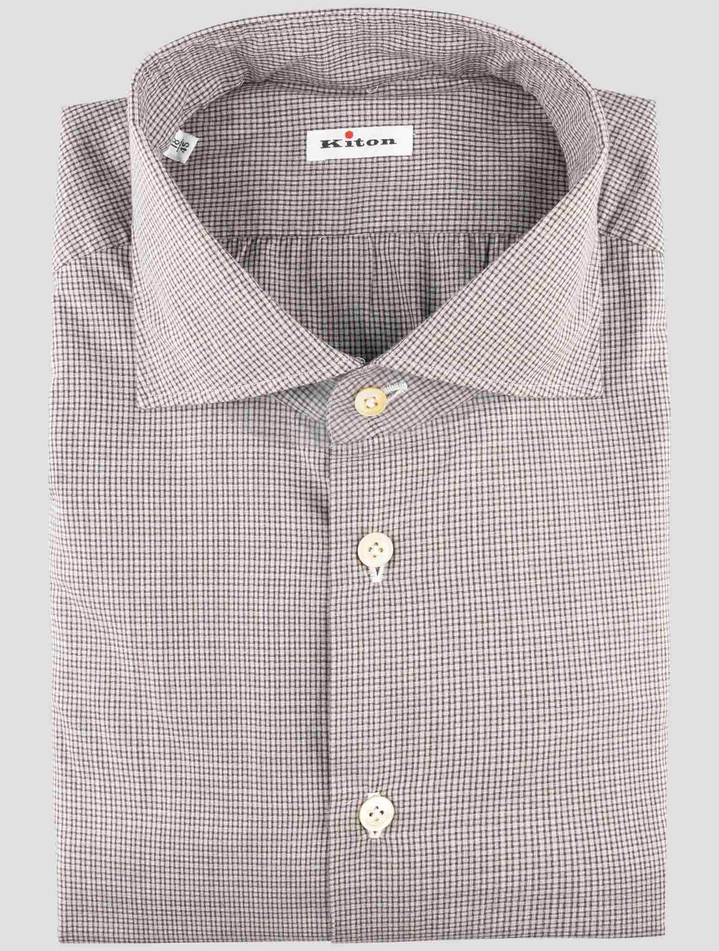 Kiton Brown White Cotton Shirt