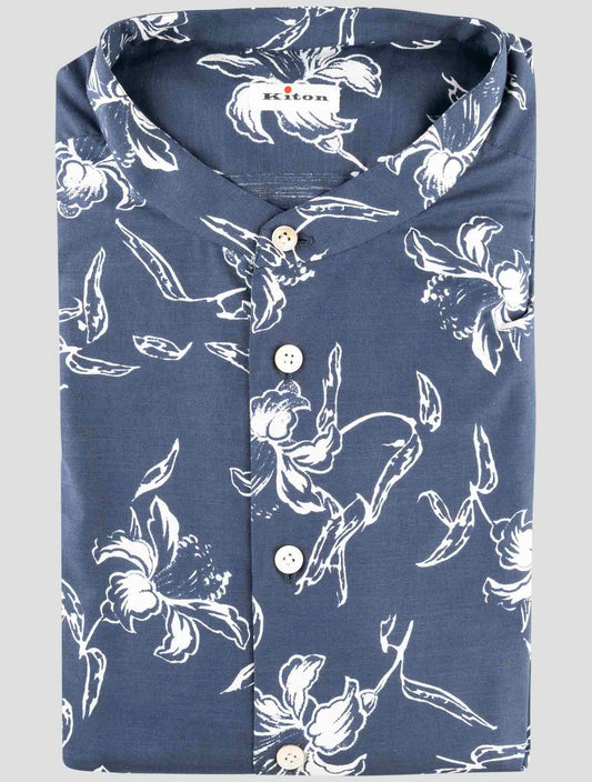 Kiton Blue Cotton Shirt