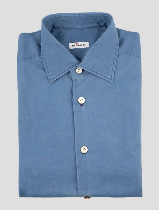 Kiton Blue Cotton Shirt