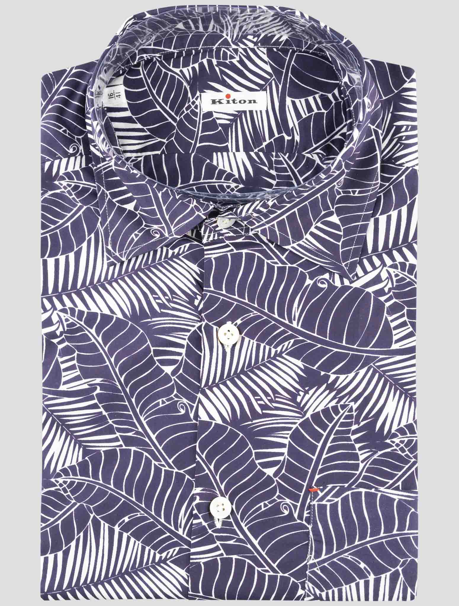 Kiton Blue White Cotton Shirt