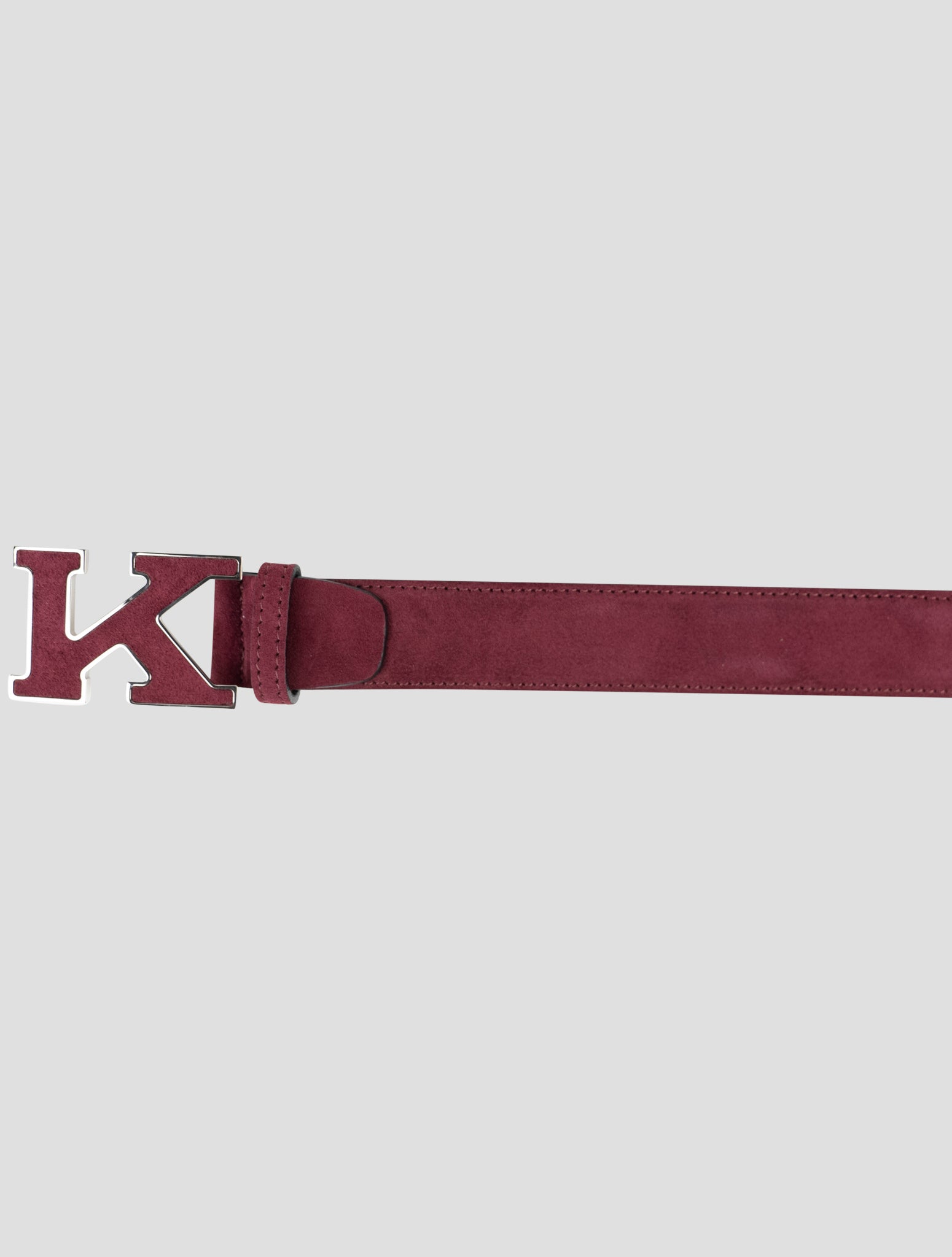 Kiton Burgundy Leather Suede Belt