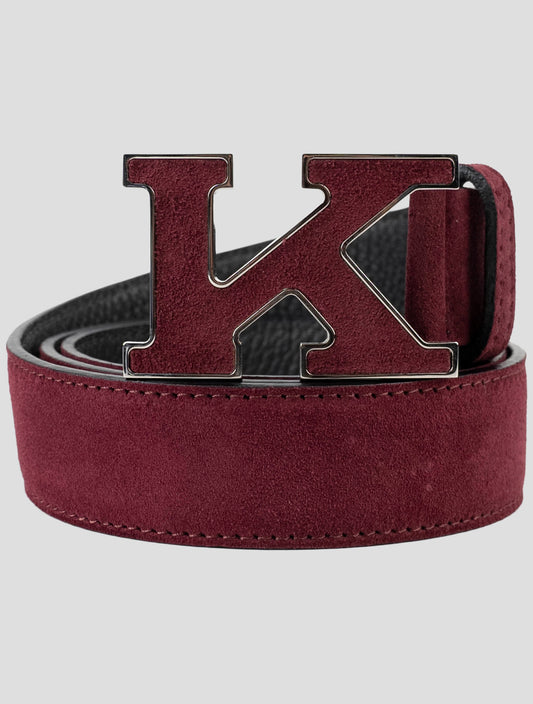 Kiton Burgundy Leather Suede Belt