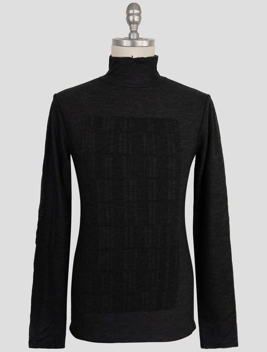 Kiton Knt Dark Gray Wool Cashmere Sweater Half Neck