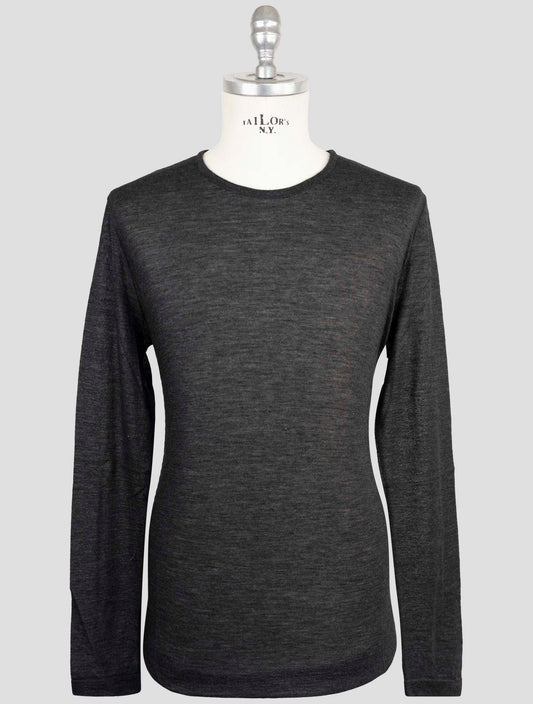 Kiton Knt Dark Gray Cashmere Silk Sweater Crewneck