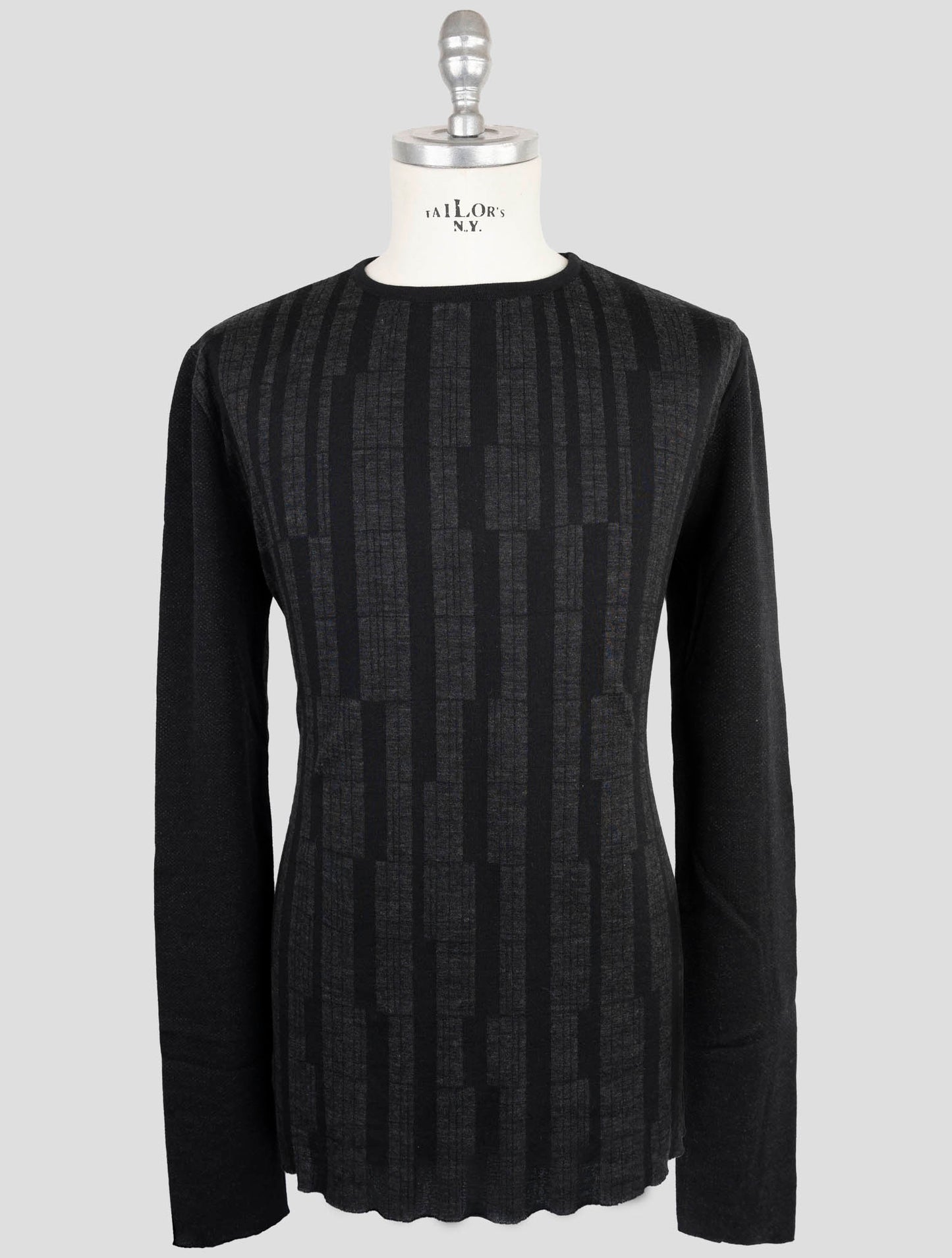 Kiton Knt Dark Gray Wool Cashmere Sweater Crewneck