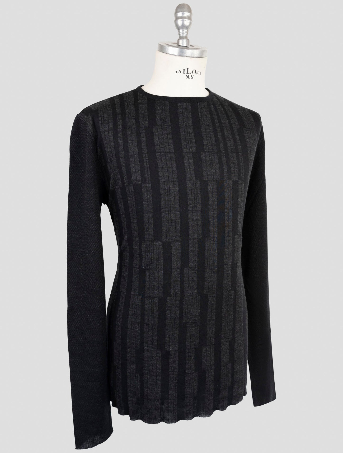 Kiton Knt Dark Gray Wool Cashmere Sweater Crewneck