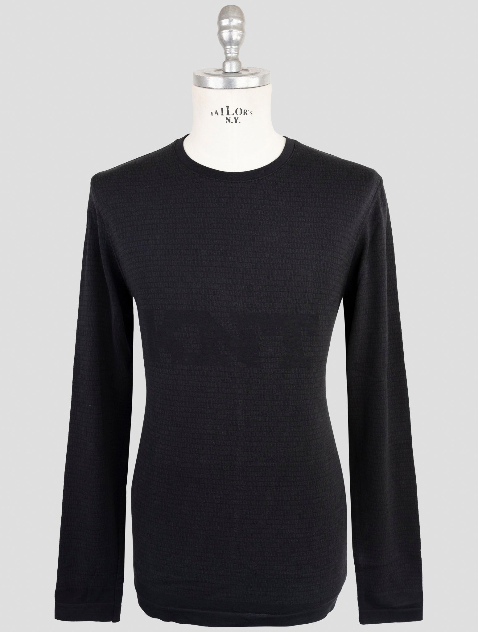 Kiton Knt Black Cotton Sweater Crewneck