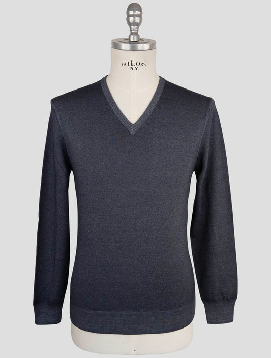 Kiton Dark Gray Wool Sweater V-Neck