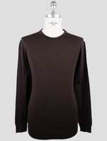 Kiton Brown Wool Diamante Blu Sweater Crewneck