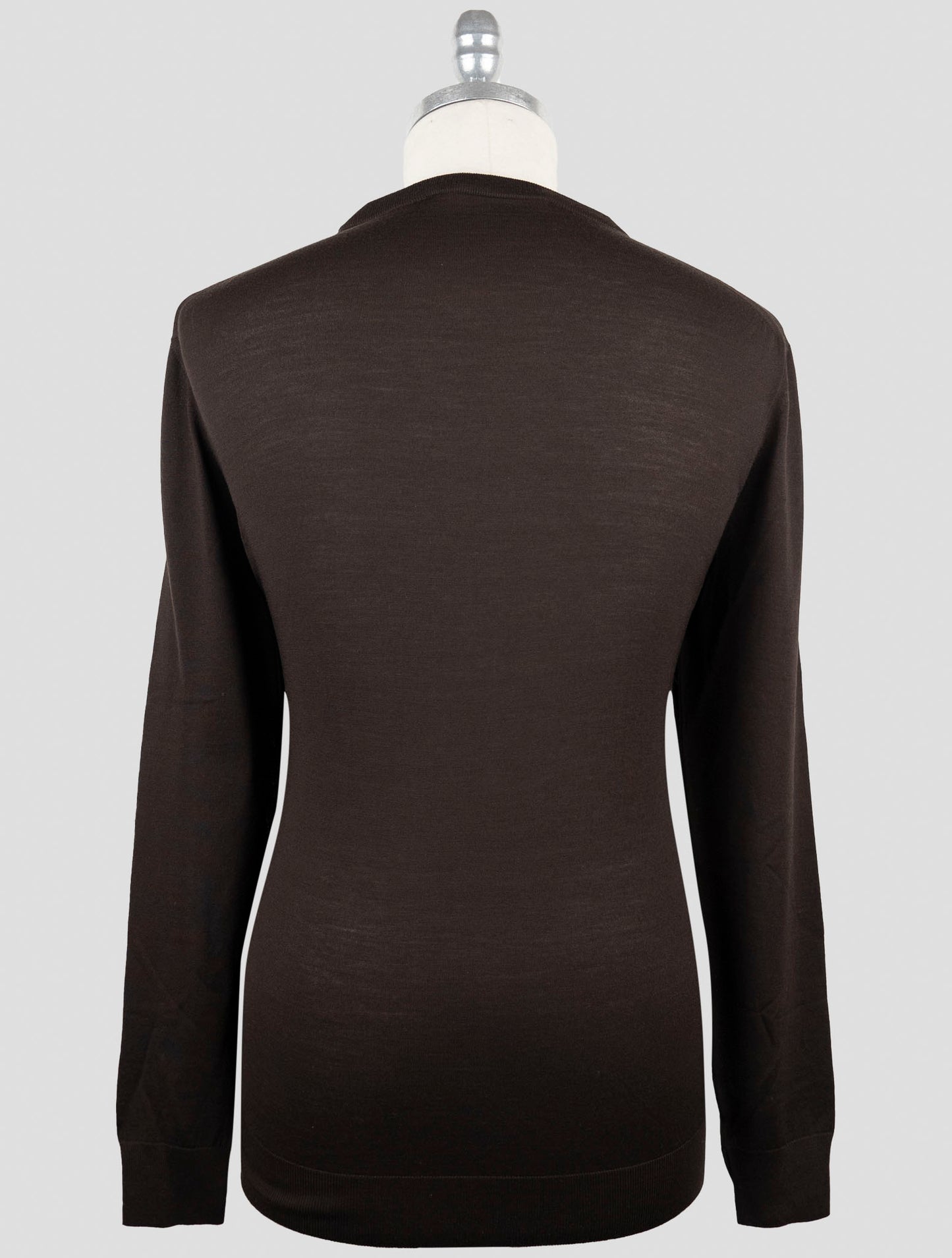 Kiton Brown Wool Diamante Blu Sweater Crewneck