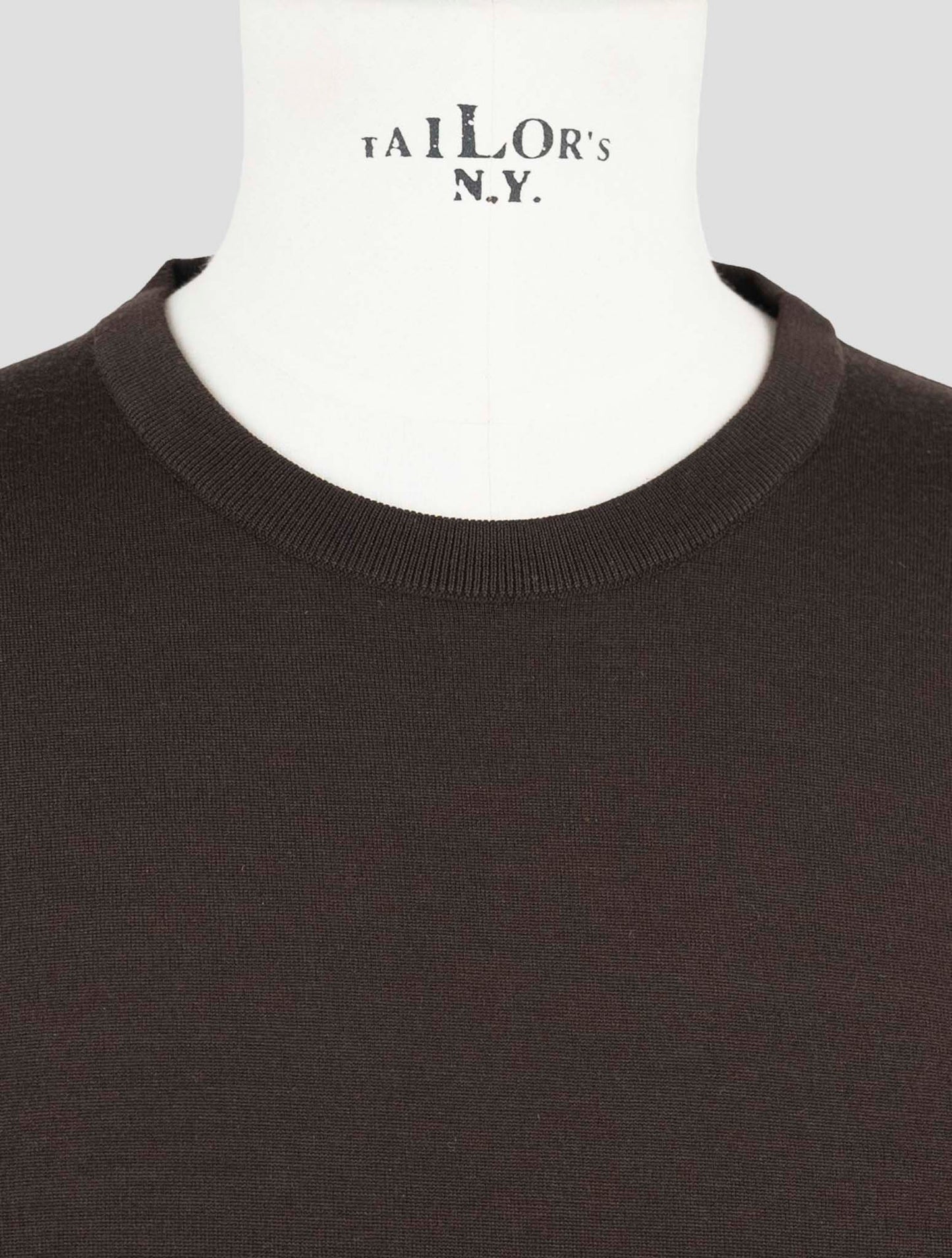 Kiton Brown Wool Diamante Blu Sweater Crewneck