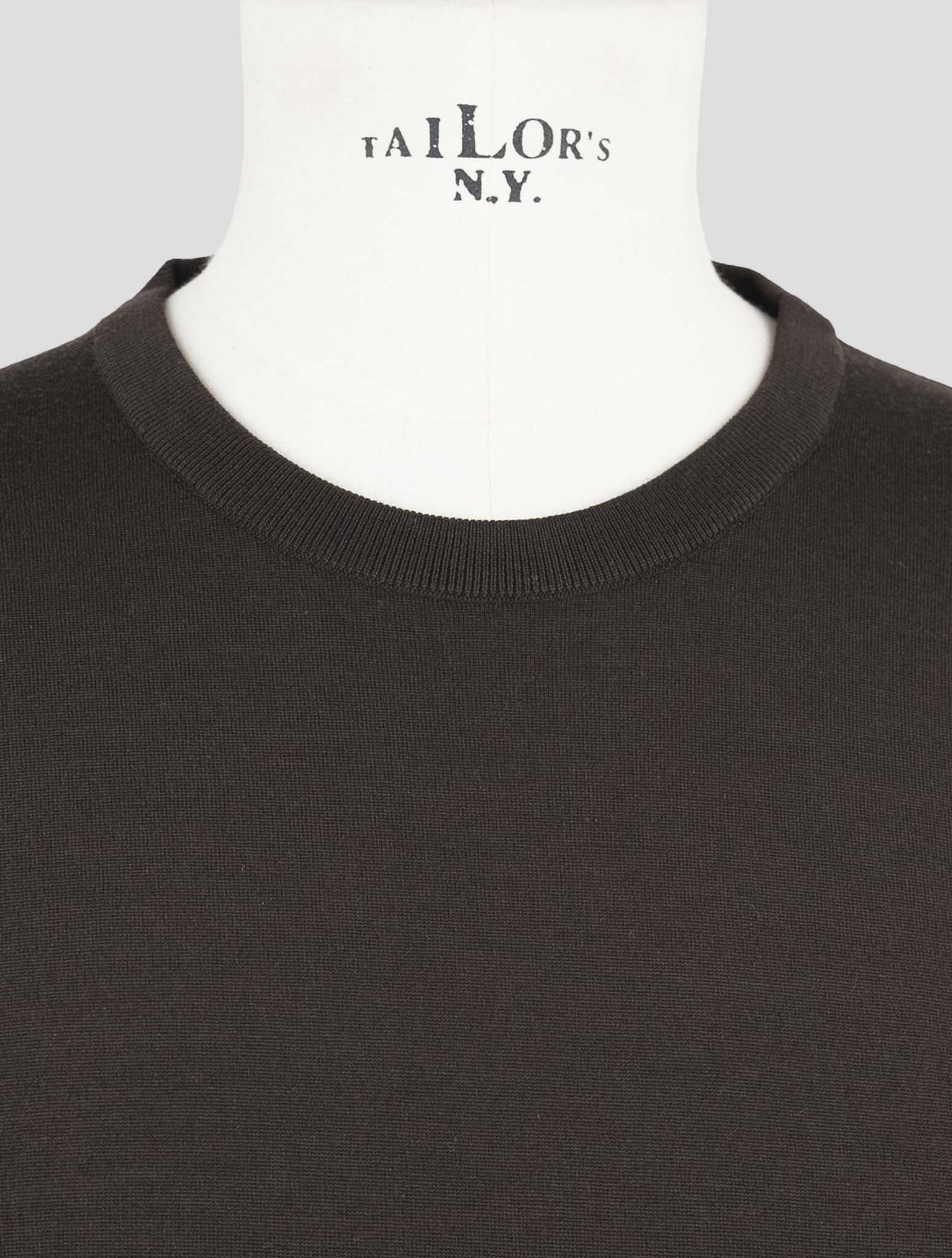 Kiton Brown Wool Diamante Blu Sweater Crewneck