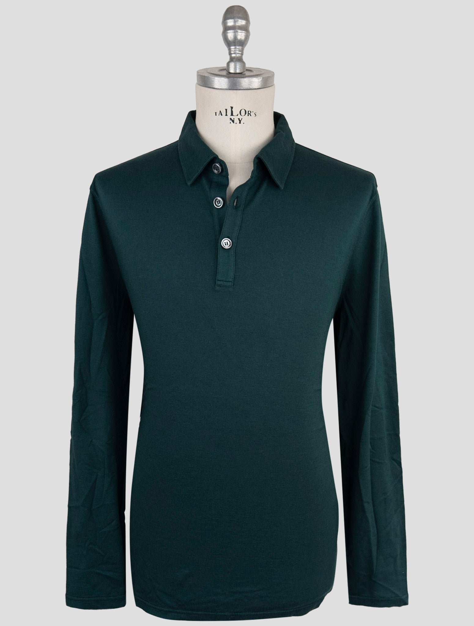 Kiton Green Cotton Cashmere Sweater Polo