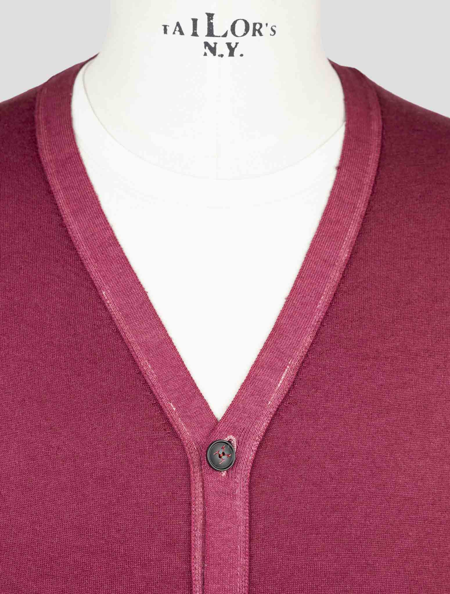 Kiton Burgundy Cashmere Sweater Gilet Cardigan