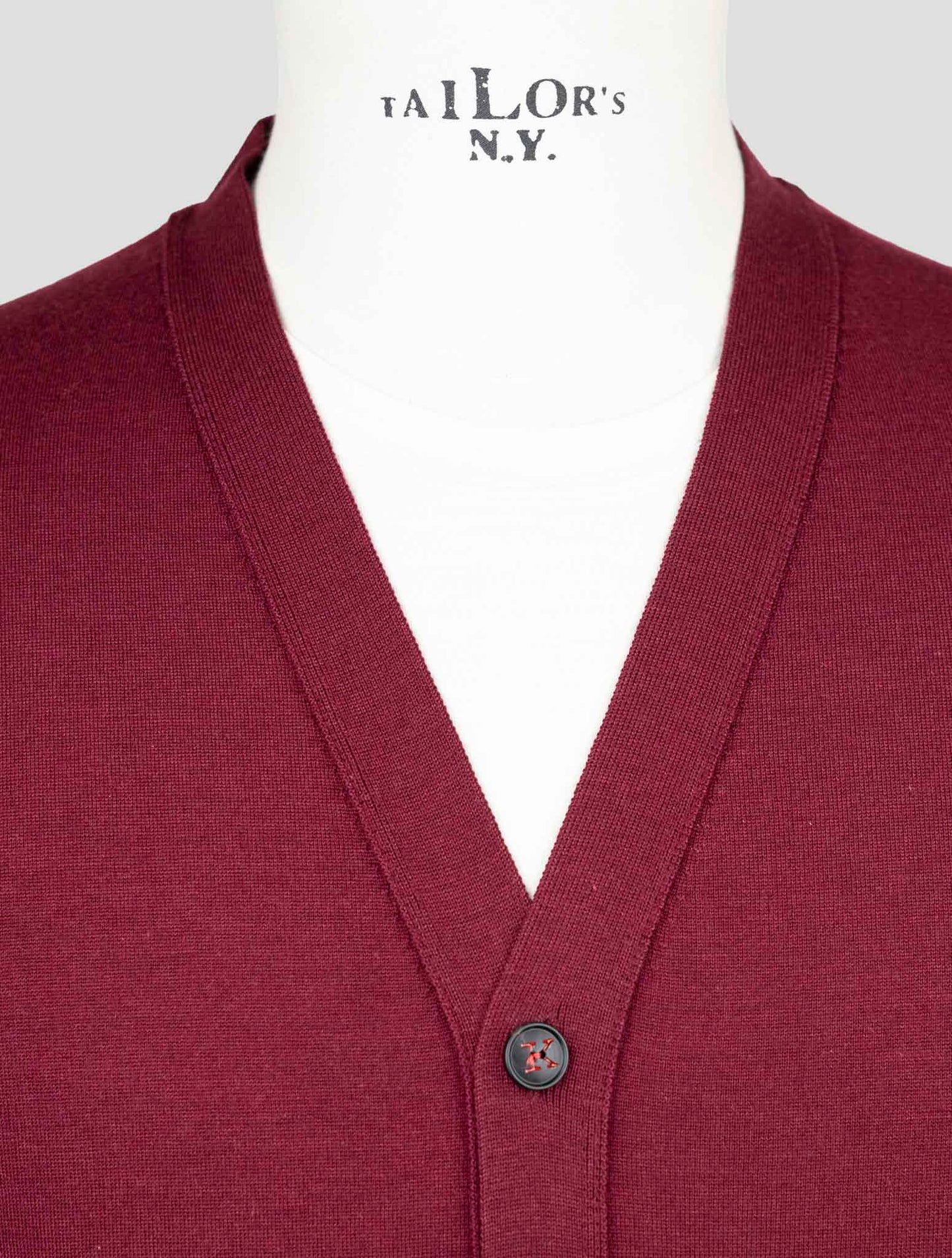 Kiton Burgundy Cashmere Silk Sweater Gilet Cardigan