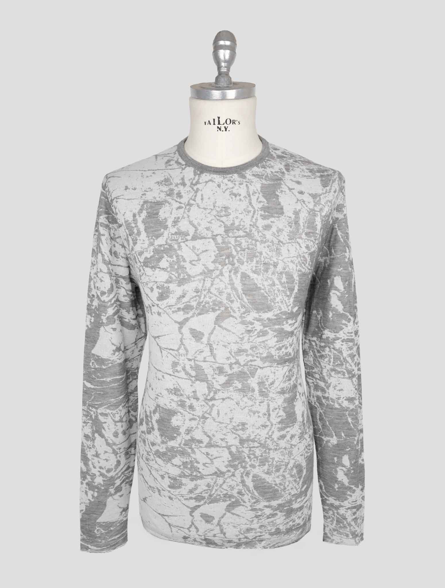 Kiton Knt Gray Cashmere Cotton Sweater Crewneck