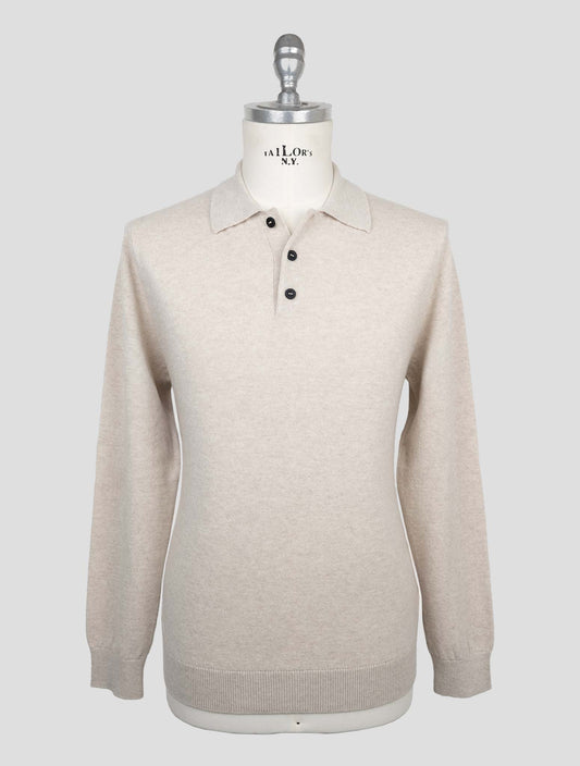 Kiton Knt Beige Virgin Wool Sweater Polo