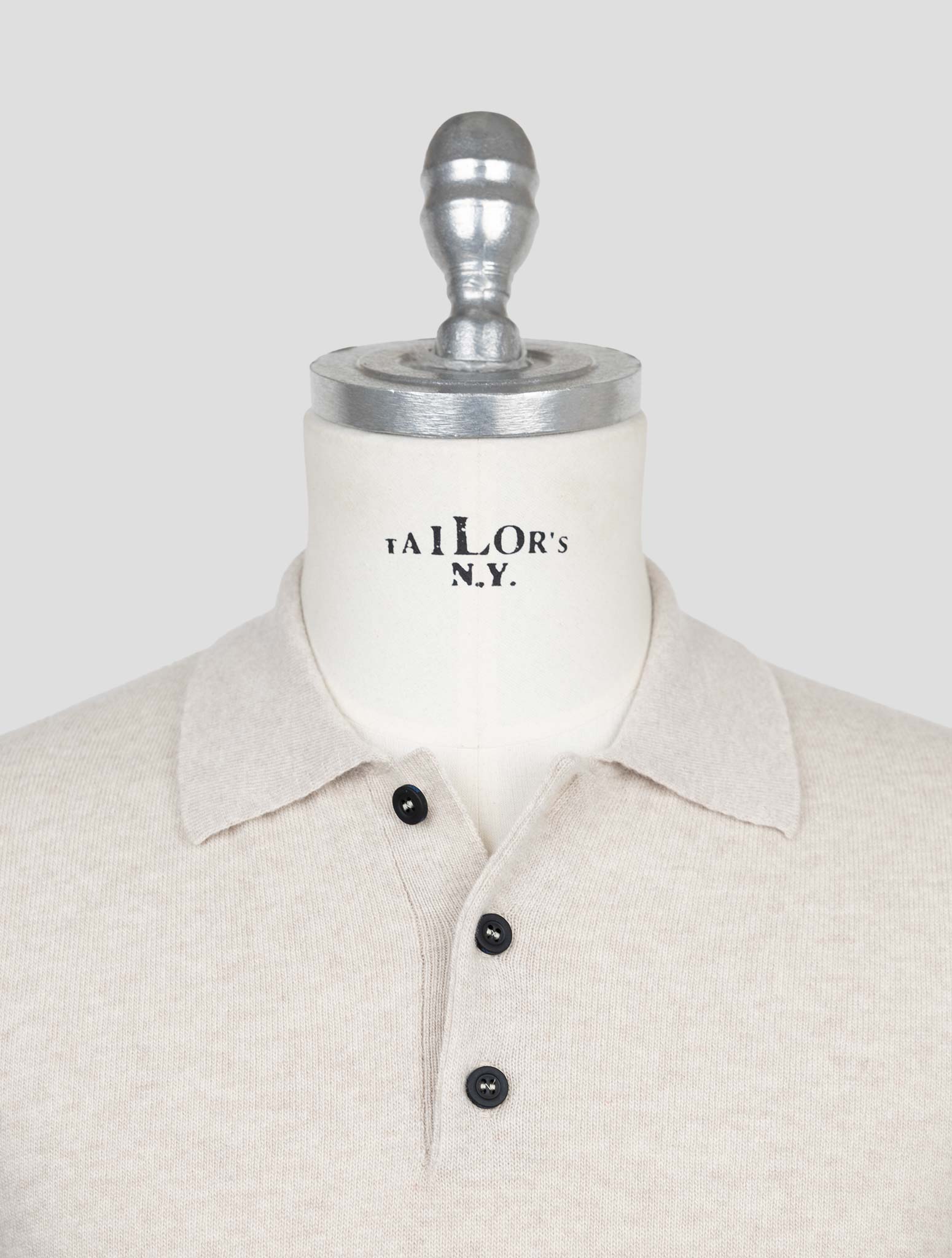 Kiton Knt Beige Virgin Wool Sweater Polo