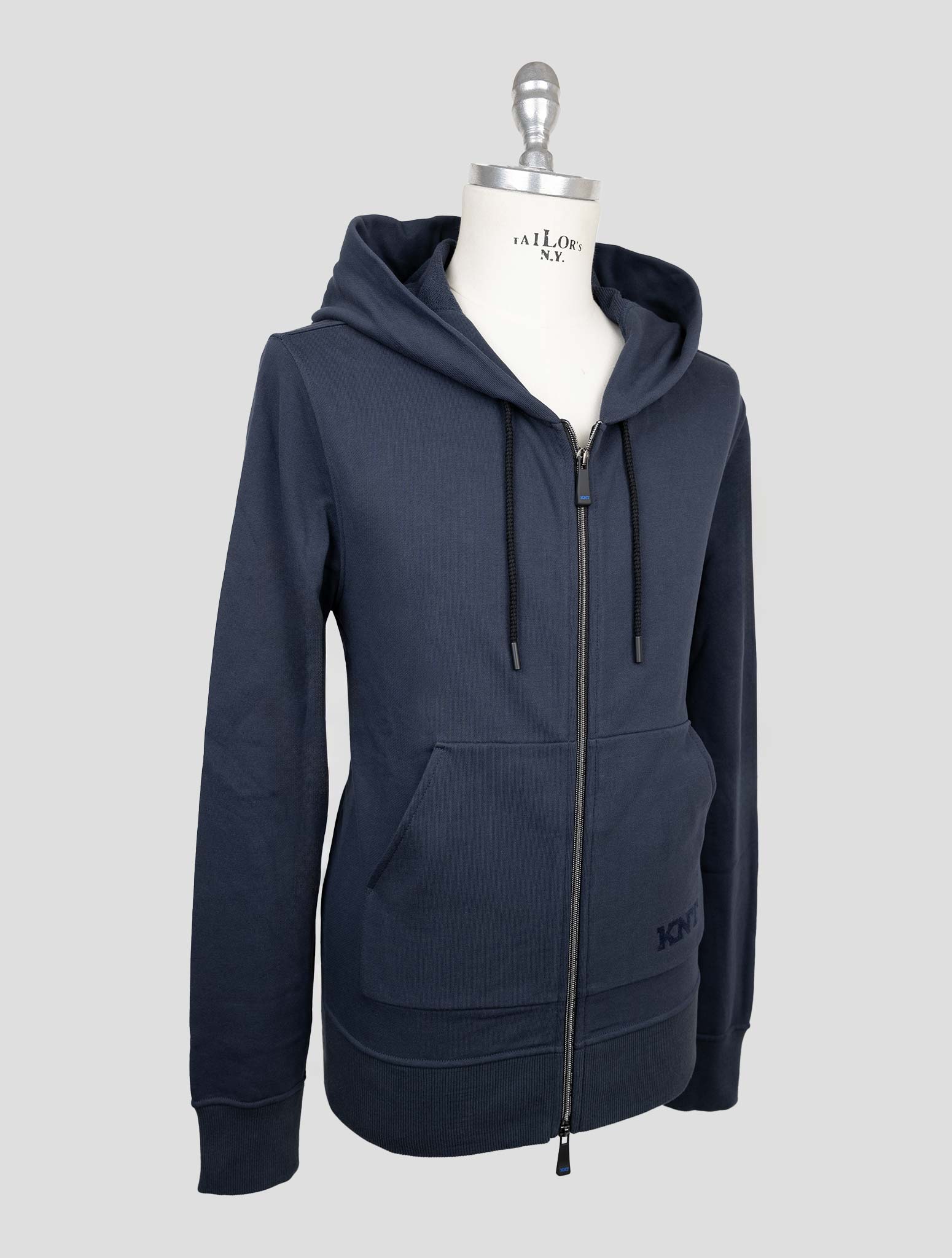 Kiton Knt Blue Cotton Sweater Full Zip