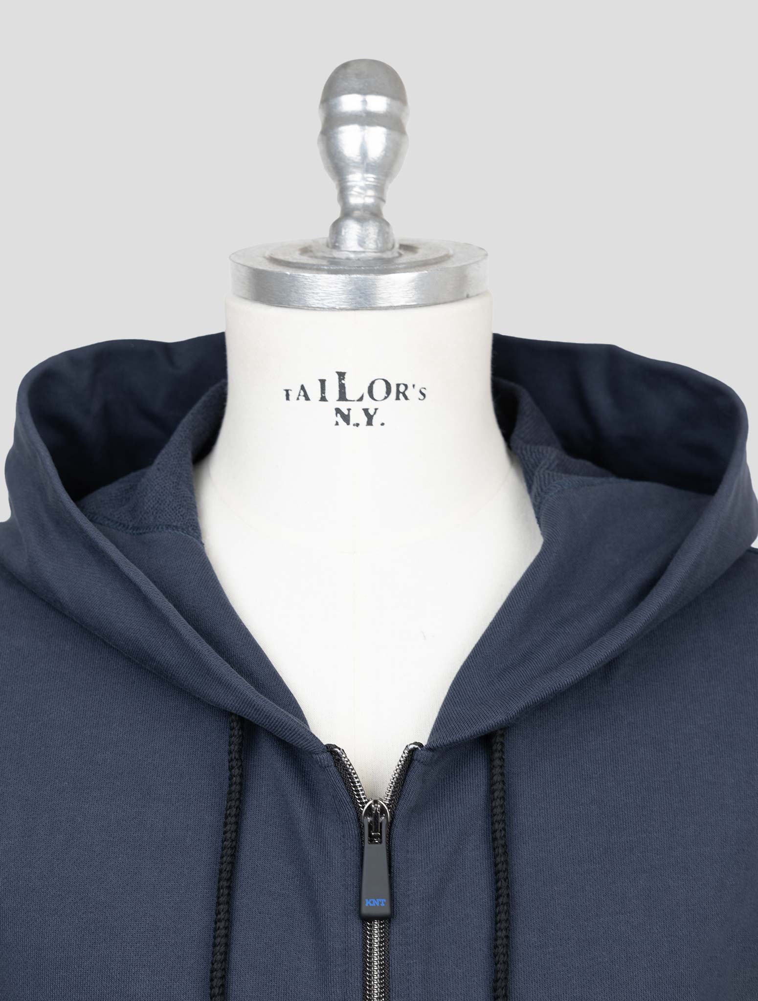 Kiton Knt Blue Cotton Sweater Full Zip
