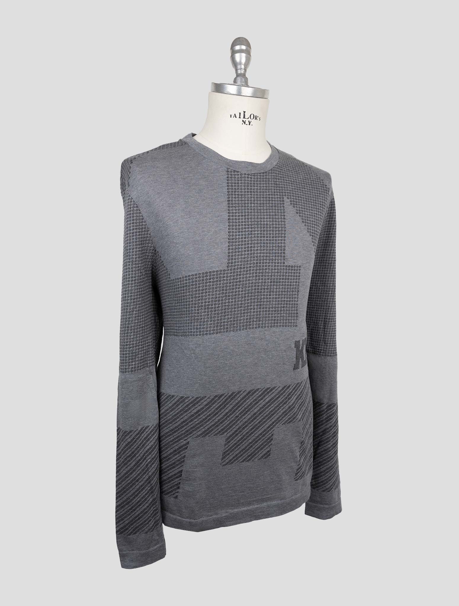 Kiton Knt Gray Cotton Sweater Crewneck