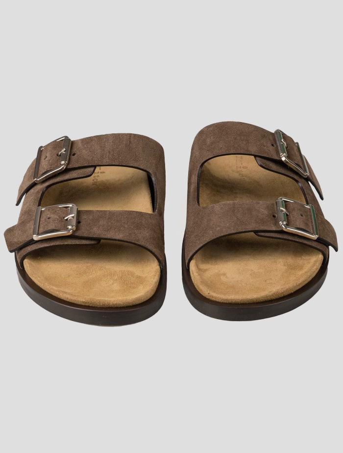 Kiton Brown Leather Suede  Sandals