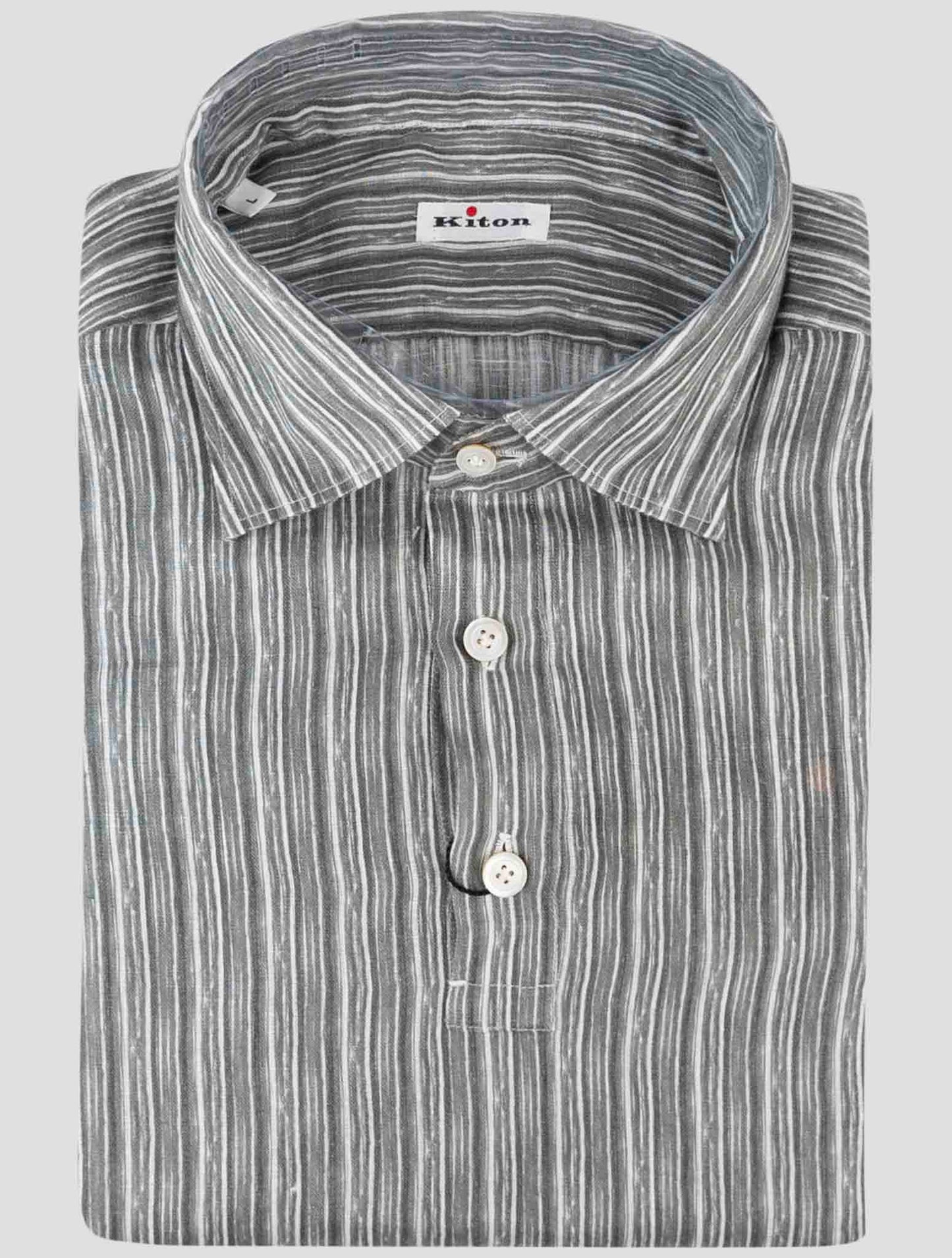 Kiton Green White Linen Sweater Polo