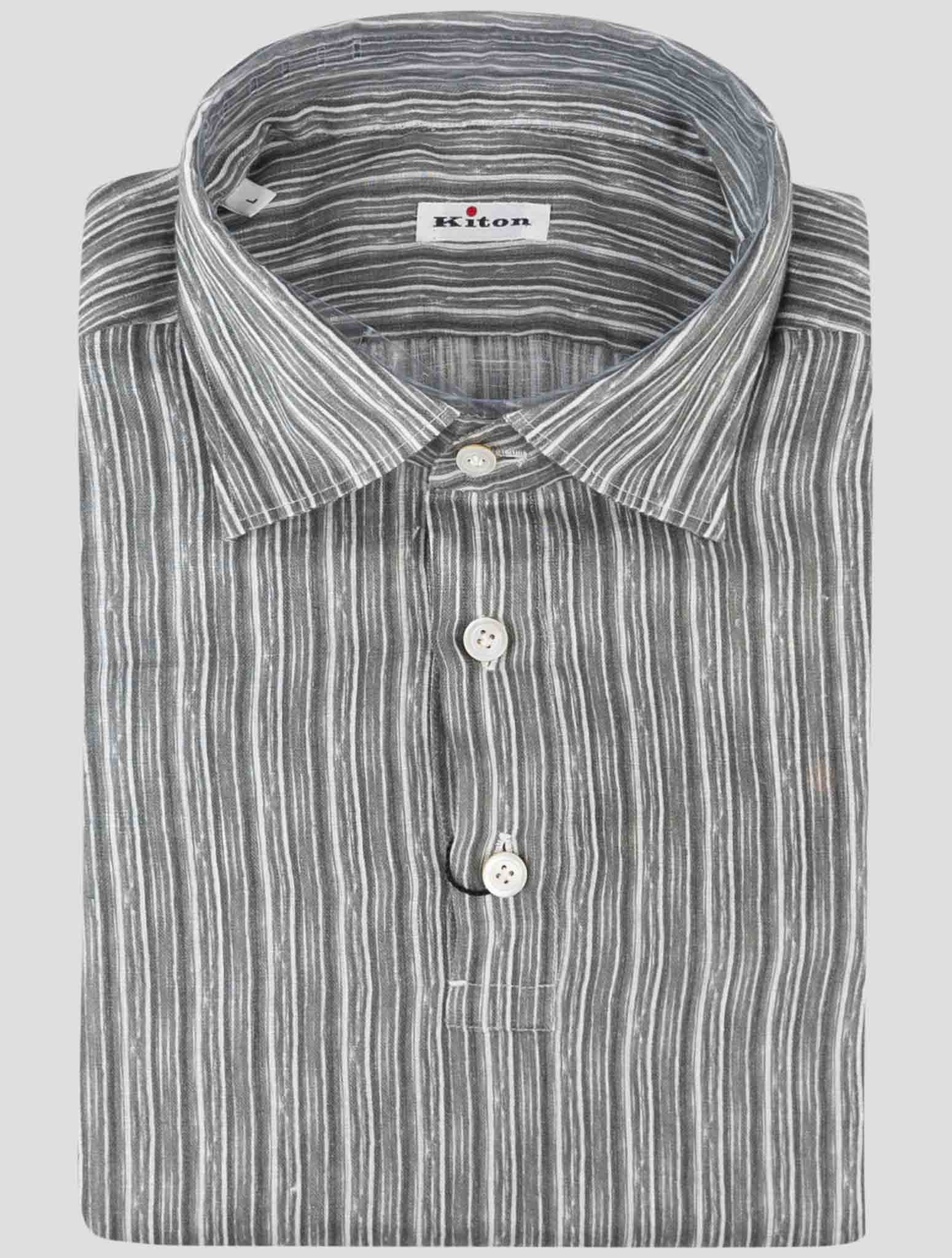 Kiton Green White Linen Sweater Polo