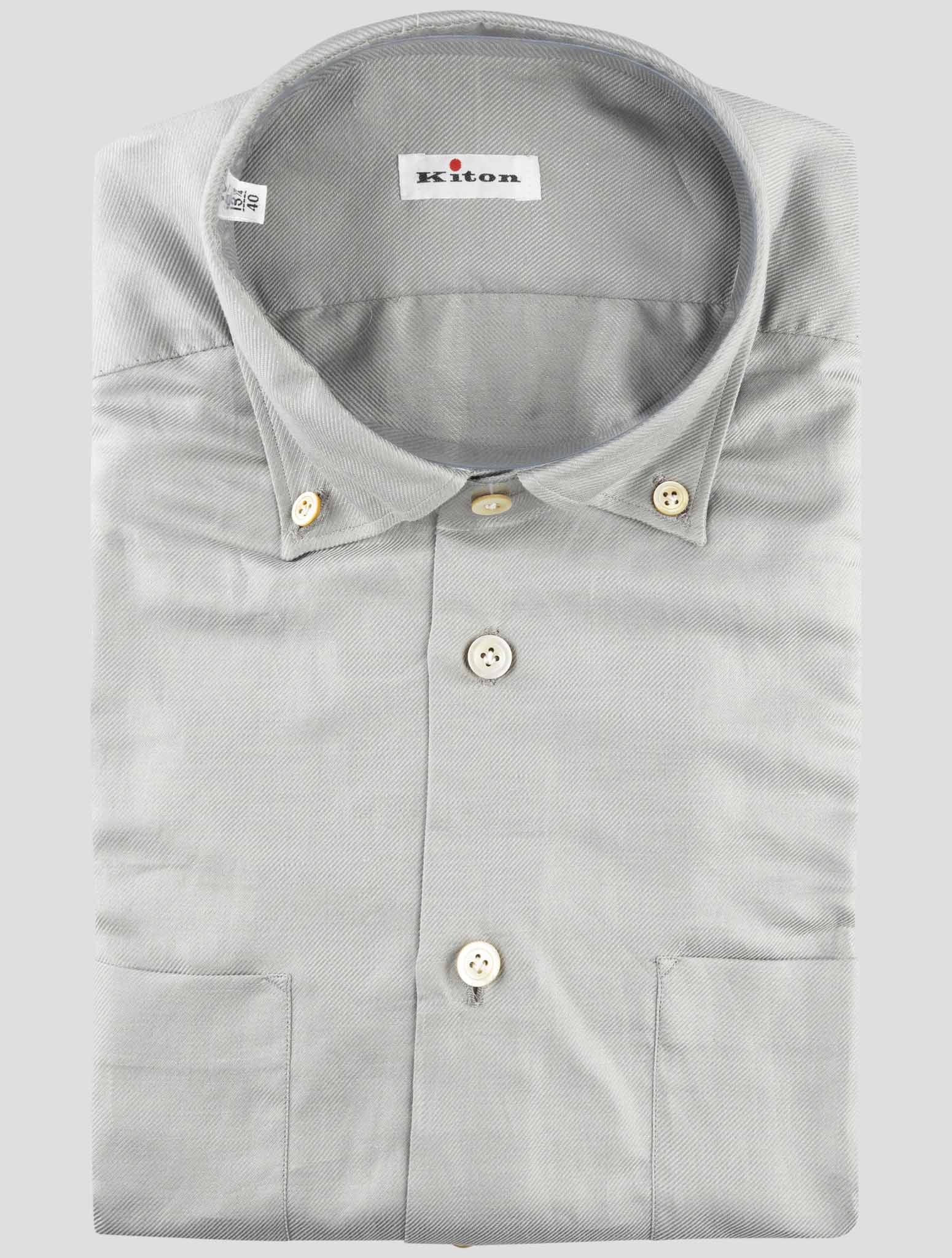 Kiton Gray Cotton Linen Shirt
